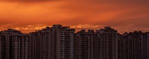 Preview wallpaper city, buildings, architecture, sunset, dark