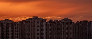 Preview wallpaper city, buildings, architecture, sunset, dark