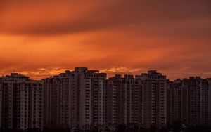 Preview wallpaper city, buildings, architecture, sunset, dark