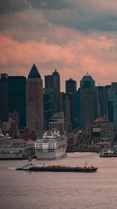 Preview wallpaper city, buildings, architecture, water, pier, twilight