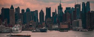 Preview wallpaper city, buildings, architecture, water, pier, twilight