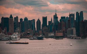 Preview wallpaper city, buildings, architecture, water, pier, twilight