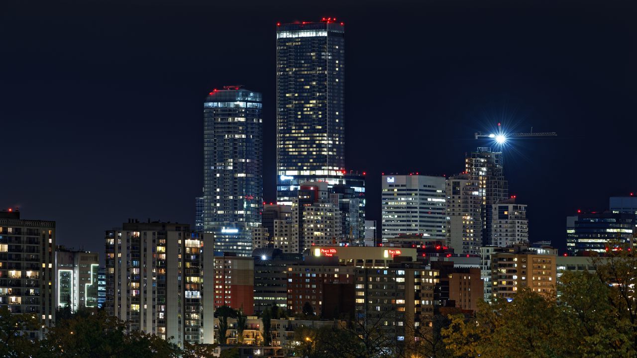 Wallpaper city, buildings, architecture, night, lights
