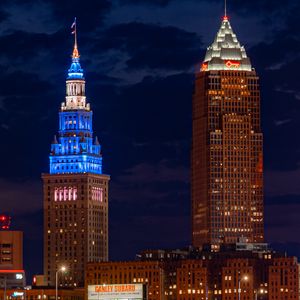 Preview wallpaper city, buildings, architecture, bridge, lights