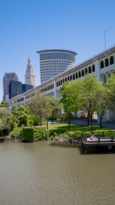 Preview wallpaper city, buildings, architecture, pier, water