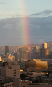 Preview wallpaper city, buildings, architecture, rainbow, cityscape