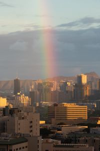 Preview wallpaper city, buildings, architecture, rainbow, cityscape