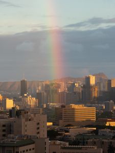 Preview wallpaper city, buildings, architecture, rainbow, cityscape