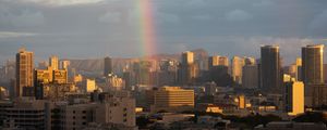 Preview wallpaper city, buildings, architecture, rainbow, cityscape