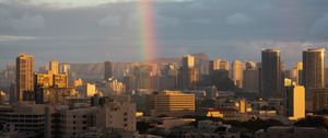 Preview wallpaper city, buildings, architecture, rainbow, cityscape