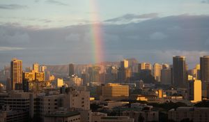 Preview wallpaper city, buildings, architecture, rainbow, cityscape