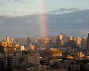 Preview wallpaper city, buildings, architecture, rainbow, cityscape