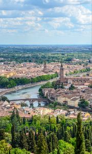 Preview wallpaper city, buildings, architecture, trees, aerial view