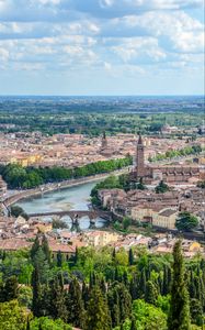 Preview wallpaper city, buildings, architecture, trees, aerial view