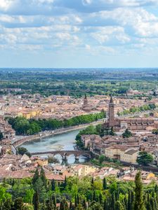 Preview wallpaper city, buildings, architecture, trees, aerial view