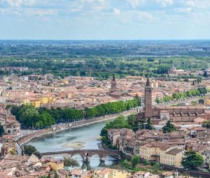 Preview wallpaper city, buildings, architecture, trees, aerial view