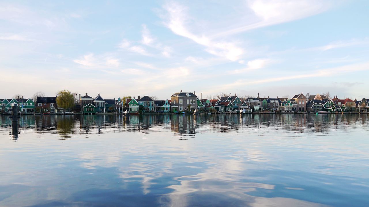 Wallpaper city, buildings, architecture, lake, reflection