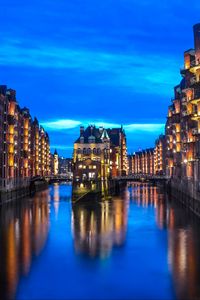 Preview wallpaper city, buildings, architecture, river, twilight