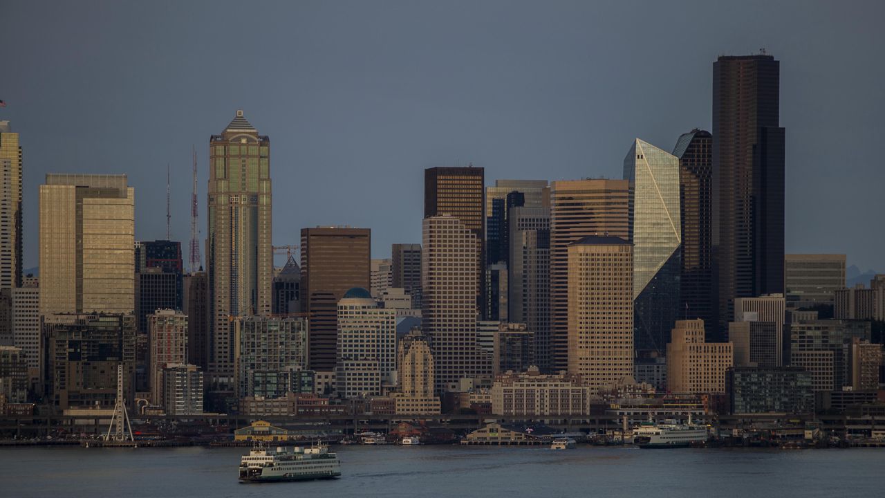 Wallpaper city, buildings, architecture, pier, water, twilight