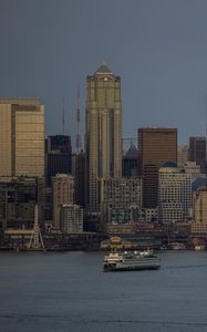 Preview wallpaper city, buildings, architecture, pier, water, twilight