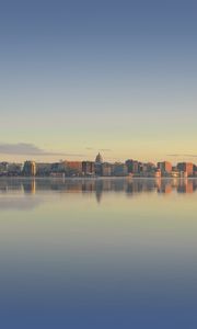 Preview wallpaper city, buildings, architecture, water, reflection, sky