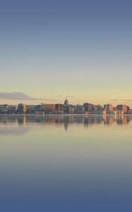 Preview wallpaper city, buildings, architecture, water, reflection, sky
