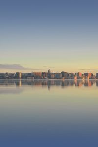 Preview wallpaper city, buildings, architecture, water, reflection, sky