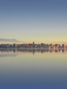 Preview wallpaper city, buildings, architecture, water, reflection, sky