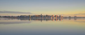 Preview wallpaper city, buildings, architecture, water, reflection, sky