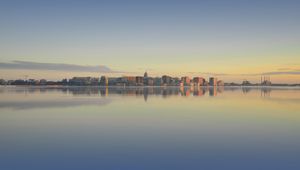 Preview wallpaper city, buildings, architecture, water, reflection, sky