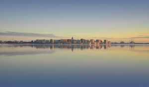 Preview wallpaper city, buildings, architecture, water, reflection, sky