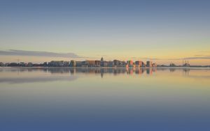 Preview wallpaper city, buildings, architecture, water, reflection, sky