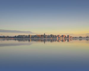 Preview wallpaper city, buildings, architecture, water, reflection, sky