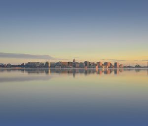 Preview wallpaper city, buildings, architecture, water, reflection, sky