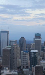 Preview wallpaper city, buildings, architecture, aerial view, twilight