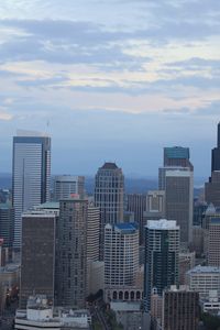 Preview wallpaper city, buildings, architecture, aerial view, twilight