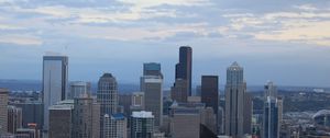 Preview wallpaper city, buildings, architecture, aerial view, twilight