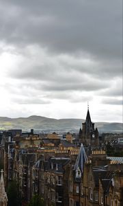 Preview wallpaper city, buildings, architecture, mountains, aerial view