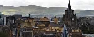 Preview wallpaper city, buildings, architecture, mountains, aerial view