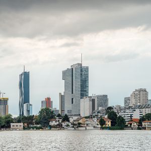 Preview wallpaper city, buildings, architecture, clouds, water
