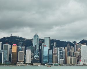 Preview wallpaper city, buildings, architecture, skyscrapers, pier, water