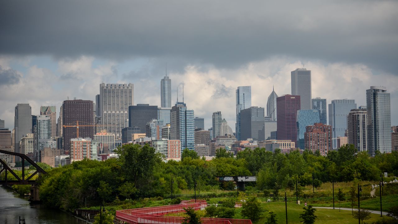 Wallpaper city, buildings, architecture, park, trees