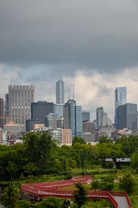 Preview wallpaper city, buildings, architecture, park, trees