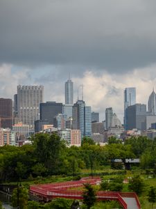 Preview wallpaper city, buildings, architecture, park, trees
