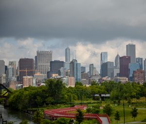 Preview wallpaper city, buildings, architecture, park, trees