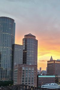 Preview wallpaper city, buildings, architecture, aerial view, sunset