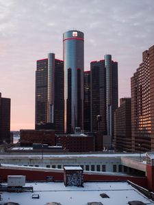 Preview wallpaper city, buildings, architecture, sunrise