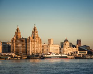 Preview wallpaper city, buildings, architecture, river, pier
