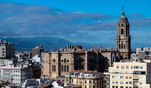 Preview wallpaper city, buildings, architecture, aerial view, malaga, spain
