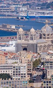 Preview wallpaper city, buildings, architecture, aerial view, marseille, france